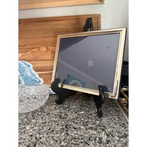 Carrs Sheffield England Egg & Bead Sterling Silver Photo Frame Blue Velvet Back